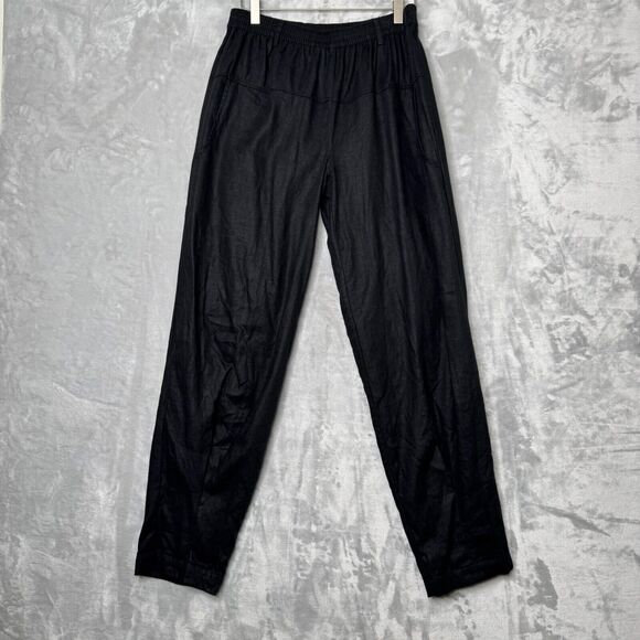 Animale Pants Womens Small Black Pull Elastic Waist On Pockets Taper Ankle - Picture 1 of 12